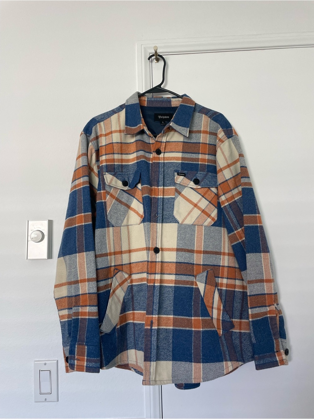 Brixton Plaid Shacket in Blue, Cream & Rust